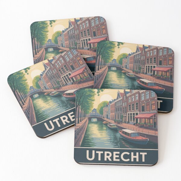 Item preview, Utrecht Netherlands Vintage Travel Poster – Dutch Canal City Illustration designed and sold by Timeless Design.