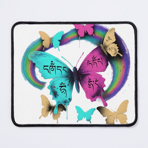 Item preview, Tibetan Butterfly Mantra Spiritual Yoga Art designed and sold by eikulabs.