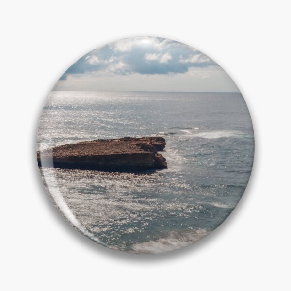 Item preview, Rocky Coastline Overlooking Calm Sea With Cargo Ship on Horizon and Sunlit Waves designed and sold by Nmallia.
