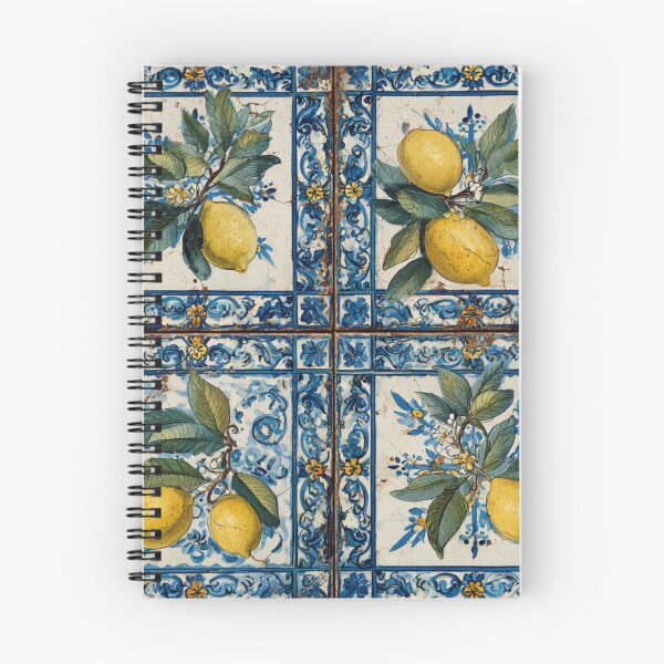 Item preview, Mediterranean Blue Tiles & Italian Lemons and Citrus Fruit Pattern designed and sold by GrinGalore.