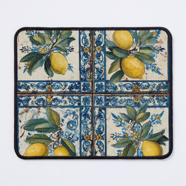 Item preview, Mediterranean Blue Tiles & Italian Lemons and Citrus Fruit Pattern designed and sold by GrinGalore.
