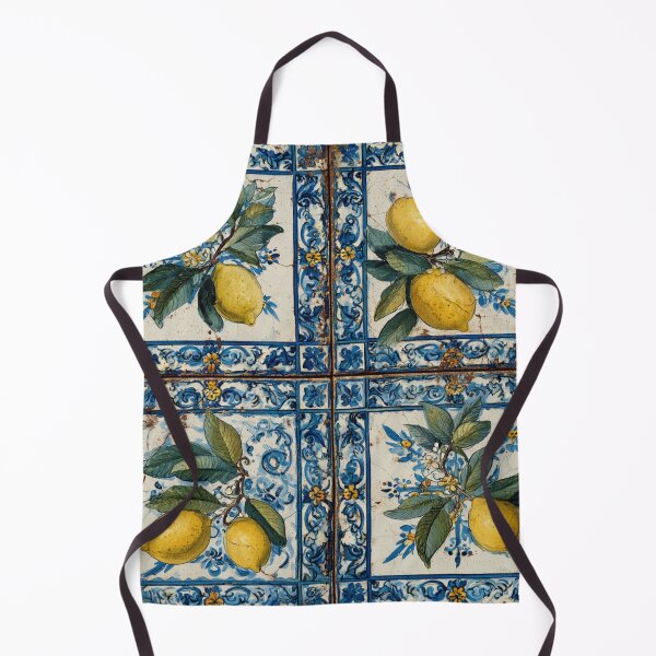 Item preview, Mediterranean Blue Tiles & Italian Lemons and Citrus Fruit Pattern designed and sold by GrinGalore.