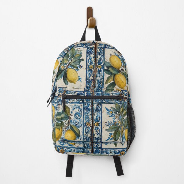Item preview, Mediterranean Blue Tiles & Italian Lemons and Citrus Fruit Pattern designed and sold by GrinGalore.