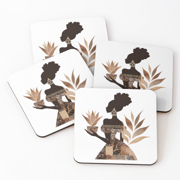 Item preview, Boho african woman with leaves – afrocentric botanical art designed and sold by olenapetol.