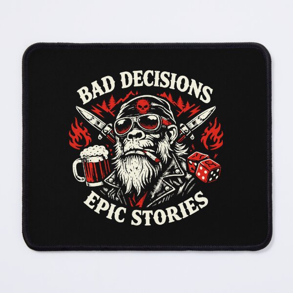 Item preview, Bad Decisions Epic Stories Vintage Biker Monkey Skull designed and sold by w1ckerman.