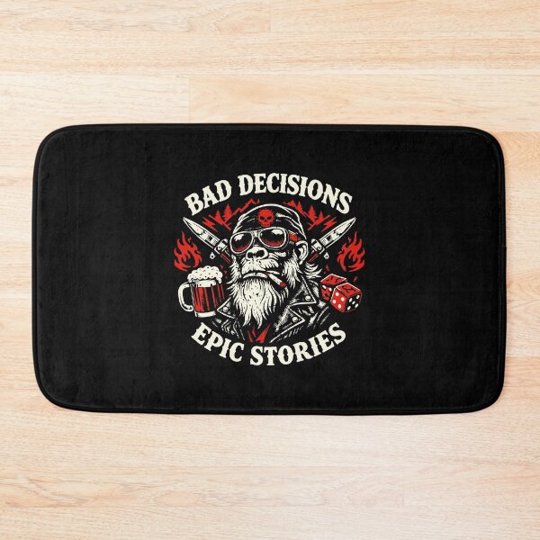 Item preview, Bad Decisions Epic Stories Vintage Biker Monkey Skull designed and sold by w1ckerman.