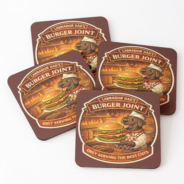 Item preview, Labrador Dad's Burger Joint | Chocolate Lab Chef Vintage Badge | Funny Dog Burger Lover Gift designed and sold by PawPrintCustom.