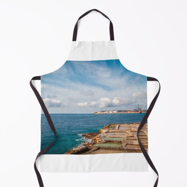 Item preview, Coastal Salt Pans and Industrial Port With Cranes Overlooking Calm Blue Sea and Sky designed and sold by Nmallia.
