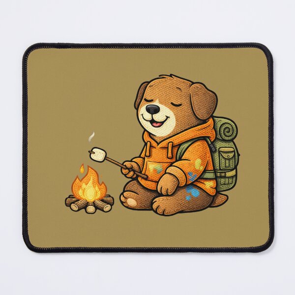 Item preview, Camping Dog – Cute Kawaii Campfire Adventure Dog Embroidered Patch Style designed and sold by ColorSplash123.