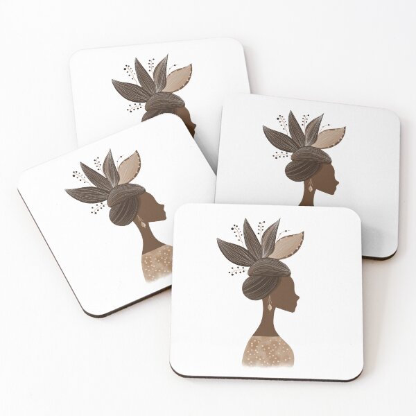 Item preview, Boho African Woman Profile – Minimal Afrocentric Botanical Art designed and sold by olenapetol.