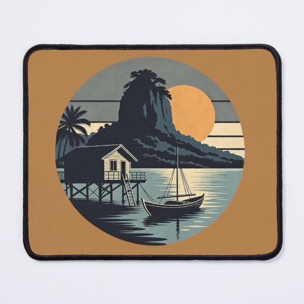 Item preview, Bora Bora Style Sunset Lagoon – Stilt House Medallion designed and sold by SilentPowerArt.