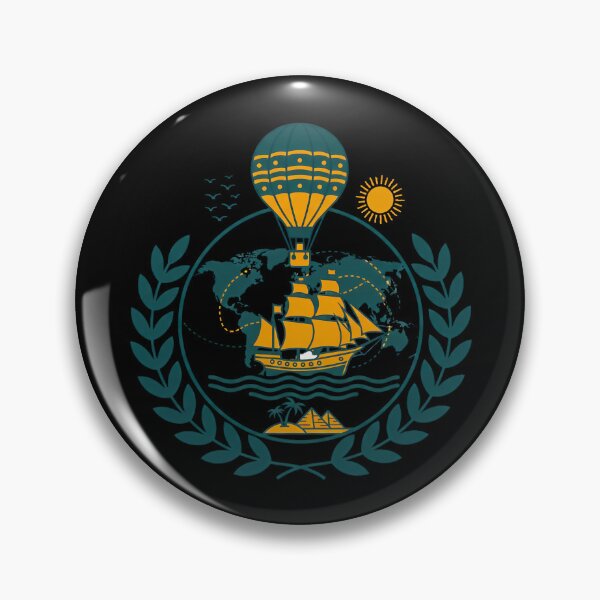 Item preview, Retro Global Voyage Emblem - Vintage Sailing & Hot Air Balloon Adventure designed and sold by AbulailArt.