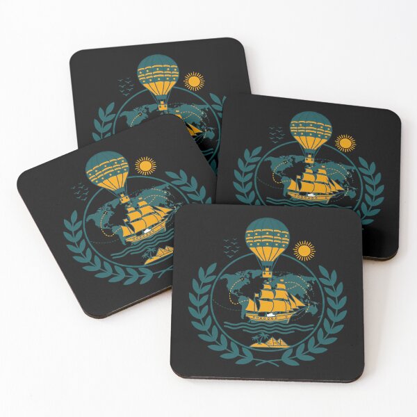 Item preview, Retro Global Voyage Emblem - Vintage Sailing & Hot Air Balloon Adventure designed and sold by AbulailArt.