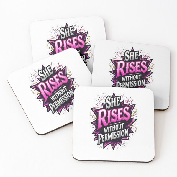 Item preview, She Rises Without Permission – Bold Feminist Empowerment Quote Sticker | Pink Aesthetic Girl Power Graphic designed and sold by ELVIN DESIGNS.