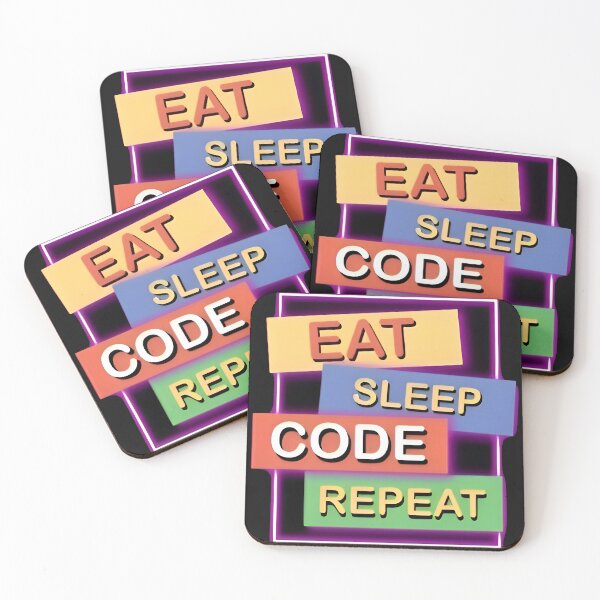 Item preview, Eat Sleep Code Repeat Modern Neon Tech Routine designed and sold by Zenith Design.