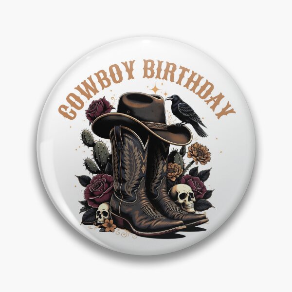 Item preview, Cowboy Birthday Boots Gothic Western Floral designed and sold by TheBeesForYou.