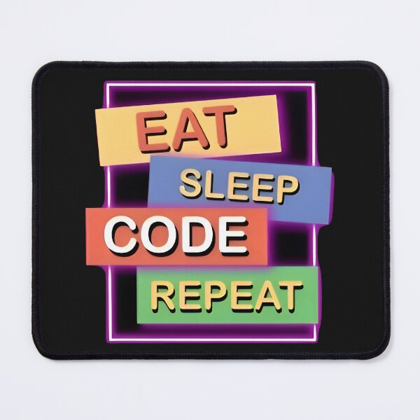 Item preview, Eat Sleep Code Repeat Modern Neon Tech Routine designed and sold by Zenith Design.