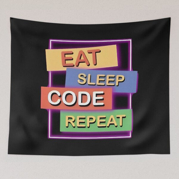 Item preview, Eat Sleep Code Repeat Modern Neon Tech Routine designed and sold by Zenith Design.