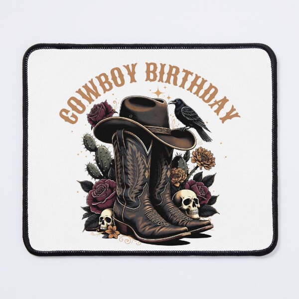 Item preview, Cowboy Birthday Boots Gothic Western Floral designed and sold by TheBeesForYou.