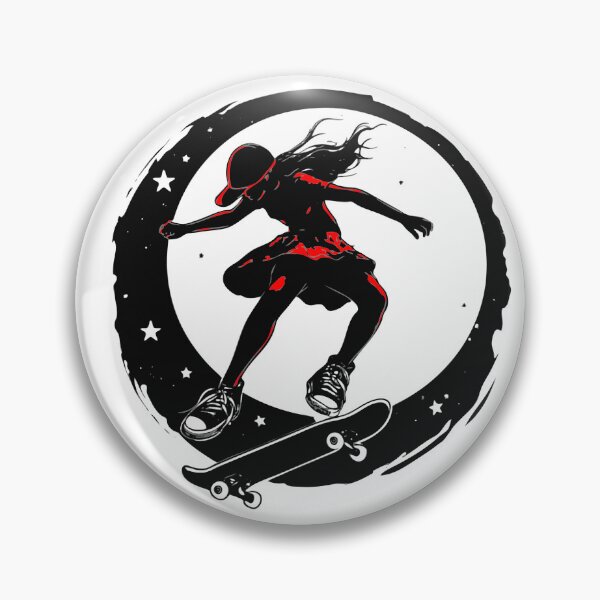 Item preview, Skater girl in red, skateboard girl, girl skater, skateboard, freeride, longboard, moon child designed and sold by storethirteen.