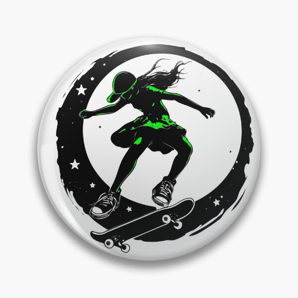 Item preview, Skater girl in green, skateboard girl, girl skater, skateboard, freeride, longboard, moon child designed and sold by storethirteen.
