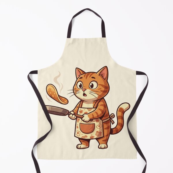 Item preview, Ginger Cat Chef Flipping Pancakes - Funny Kitchen Baker Art designed and sold by HappySproutArt.