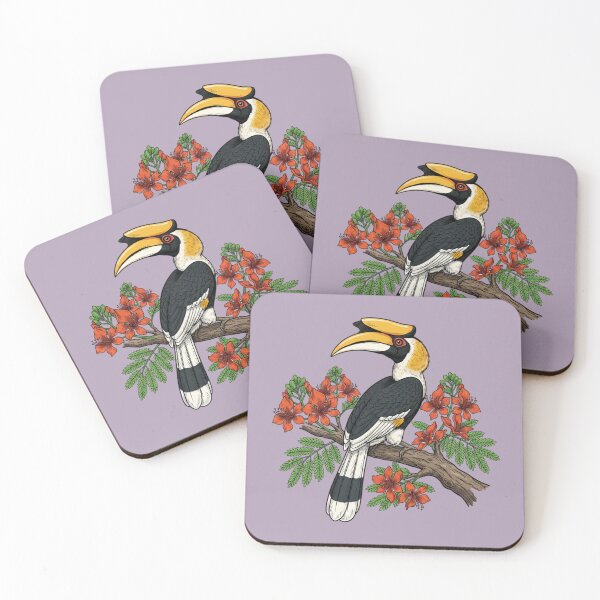 Item preview, Great Hornbill Perched Among Tropical Flowers designed and sold by BirdsnStuff.