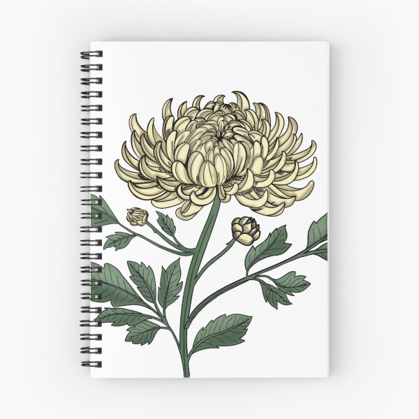 Item preview, White Chrysanthemum Botanical Illustration Vintage Japanese Style designed and sold by Nekogobido.