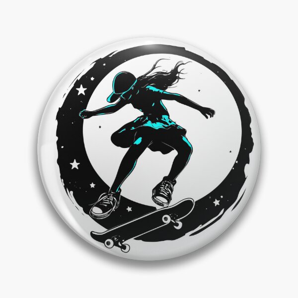Item preview, Skater girl in blue, skateboard girl, girl skater, skateboard, freeride, longboard, moon child designed and sold by storethirteen.