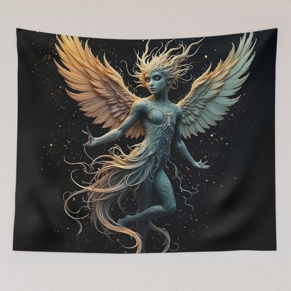 Item preview, Wings of dawn above the abyss of endless black space designed and sold by KunstGeist.