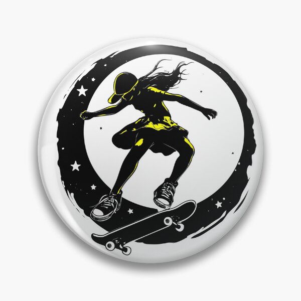 Item preview, Skater girl in yellow, skateboard girl, girl skater, skateboard, freeride, longboard, moon child designed and sold by storethirteen.