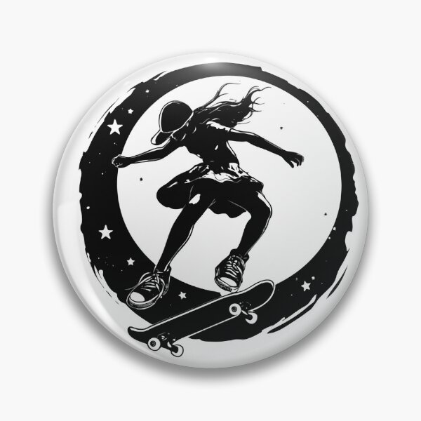 Item preview, Skater girl in black and white, skateboard girl, girl skater, skateboard, freeride, longboard, moon child designed and sold by storethirteen.