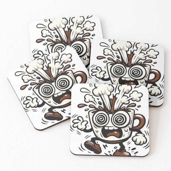Item preview, A coffee cup overwhelmed by its own caffeine energy. The chaotic expression and movement create a humorous and relatable character.1 designed and sold by Dejbar.