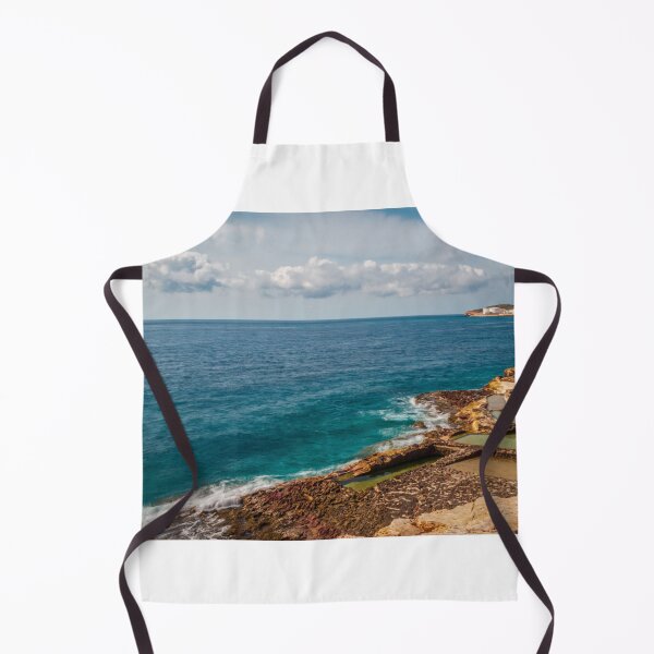 Item preview, Coastal Salt Pans And Turquoise Ocean Waves Along Rocky Mediterranean Coast With Distant Tanks designed and sold by Nmallia.