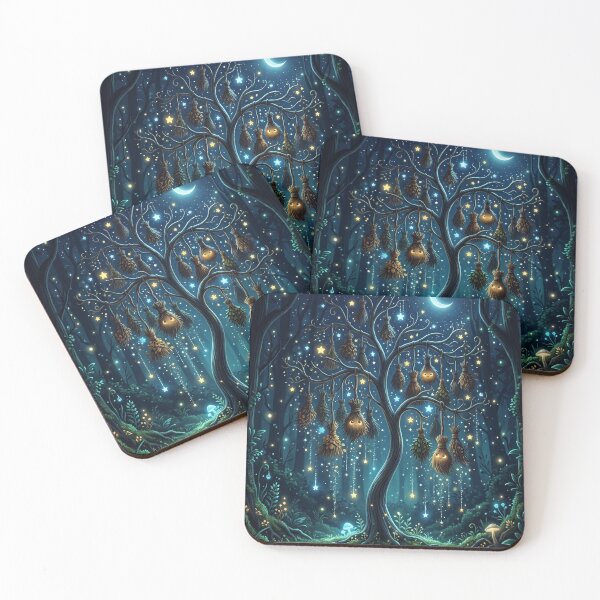 Item preview, Enchanted Star Spirit Tree – Magical Forest Night Fantasy designed and sold by Herzbaumatelier.