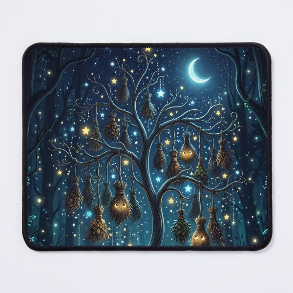 Item preview, Enchanted Star Spirit Tree – Magical Forest Night Fantasy designed and sold by Herzbaumatelier.