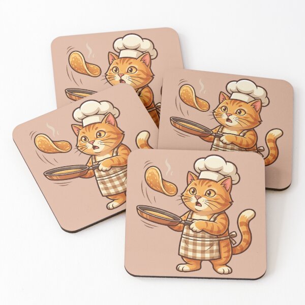 Item preview, Master Chef Ginger Cat Flipping Pancakes - Funny Baker Cat Art designed and sold by HappySproutArt.
