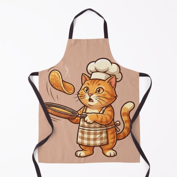 Item preview, Master Chef Ginger Cat Flipping Pancakes - Funny Baker Cat Art designed and sold by HappySproutArt.