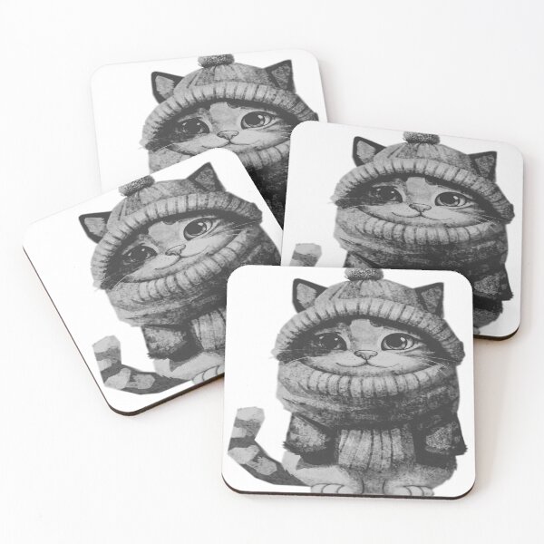 Item preview, Cute Cartoon Cat Wearing Winter Clothes designed and sold by kinpirks.