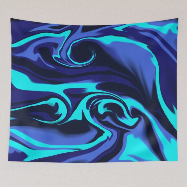 Item preview, Deep Ocean Liquid Marble – Blue and Cyan Fluid Art Pattern designed and sold by VitalusDesignArtV.