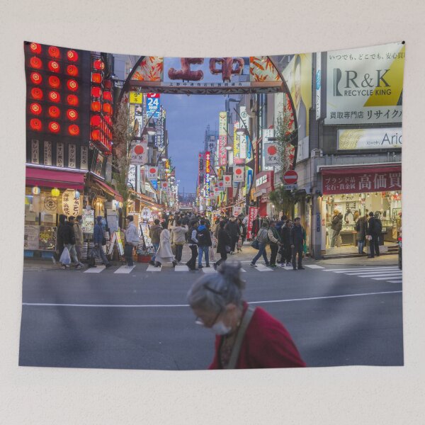 Item preview, Elderly Woman Crossing Street at Ueno Nakadori Shotengai, Tokyo designed and sold by Pix4Japan.