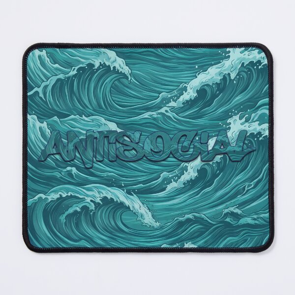 Item preview, Teal Surf Antisocial Dynamic Typographic Ocean Wave Design designed and sold by MarCinu Art.