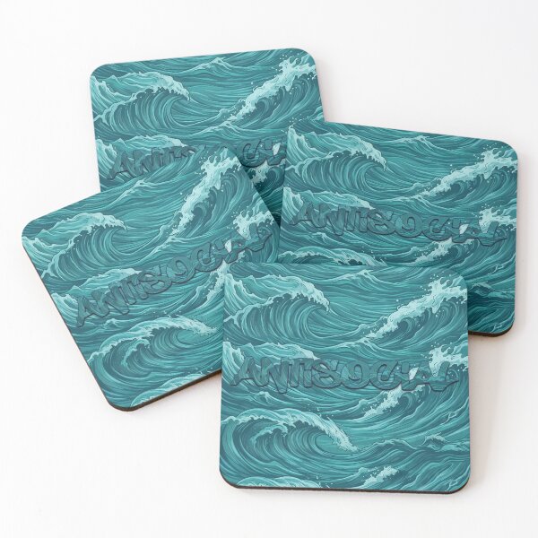 Item preview, Teal Surf Antisocial Dynamic Typographic Ocean Wave Design designed and sold by MarCinu Art.