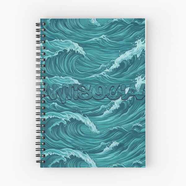 Item preview, Teal Surf Antisocial Dynamic Typographic Ocean Wave Design designed and sold by MarCinu Art.