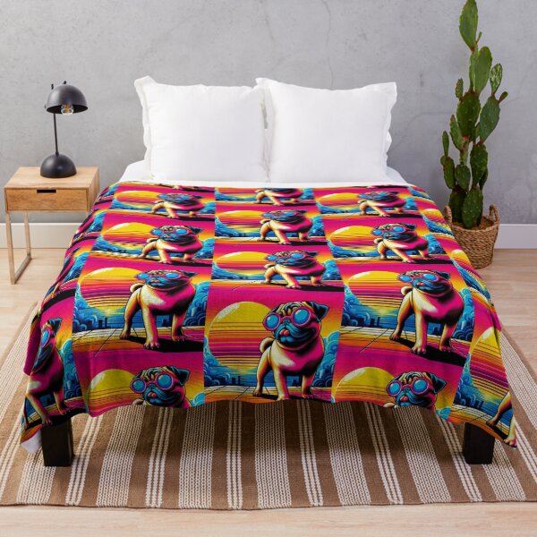 Item preview, Neon Pug – Retro Pop Art Sunset designed and sold by Dogandesighn.