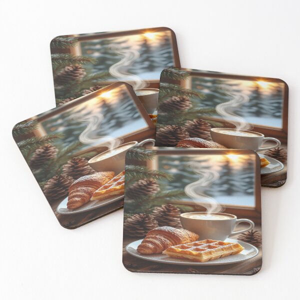 Item preview, Cozy Winter Breakfast – Coffee, Croissant and Waffle designed and sold by AmetistLight.
