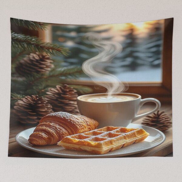 Item preview, Cozy Winter Breakfast – Coffee, Croissant and Waffle designed and sold by AmetistLight.