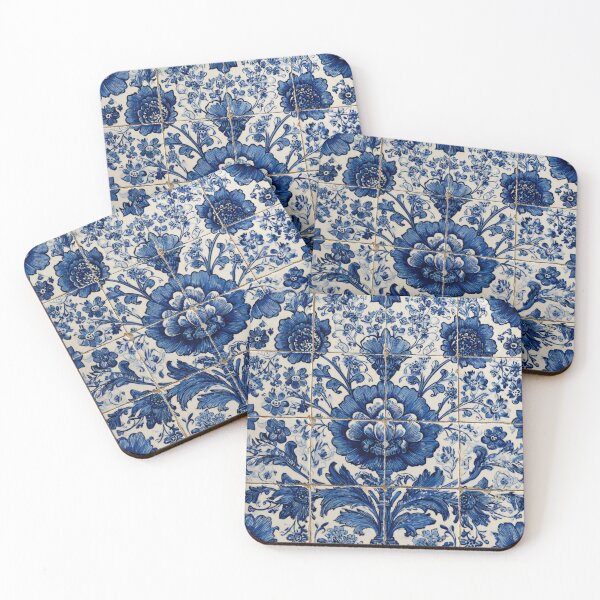 Item preview, Antique Classic Lisbbon Azulejo Porcelain Flower Bouquet Pattern designed and sold by GrinGalore.