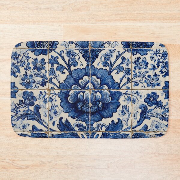 Item preview, Antique Classic Lisbbon Azulejo Porcelain Flower Bouquet Pattern designed and sold by GrinGalore.