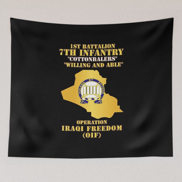 Item preview, Army - 1st Bn 7th Infantry Regt - Cottonbailers - WIlling and Able - OIF w Map X 300 designed and sold by Military Insignia Products.